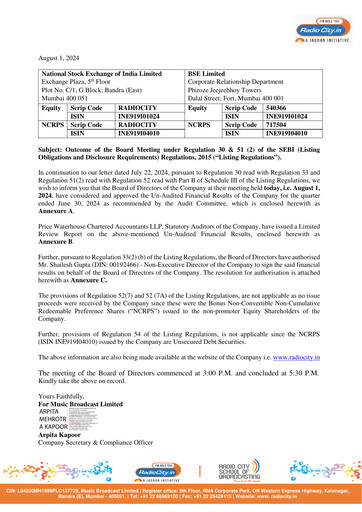 Thumbnail Radio City Quarterly Report 2024-q2