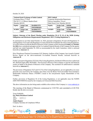 Thumbnail Radio City Quarterly Report 2024-q3
