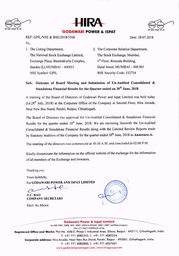 Vorschaubild Godawari Power & Ispat Quartalsbericht 2018-q1