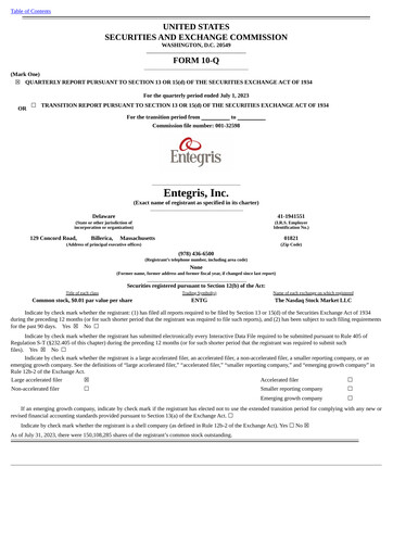 Thumbnail Entegris Quarterly Report 2023-q2