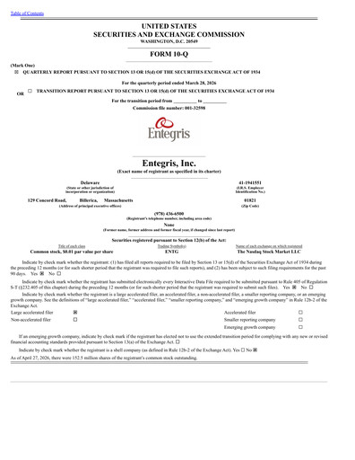 Thumbnail Entegris Quarterly Report 2026-q1