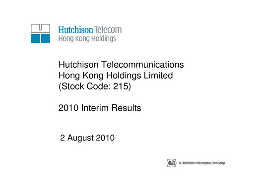 Vorschaubild Hutchison Telecommunications Hong Kong Holdings Halbjahresbericht 2010-h1