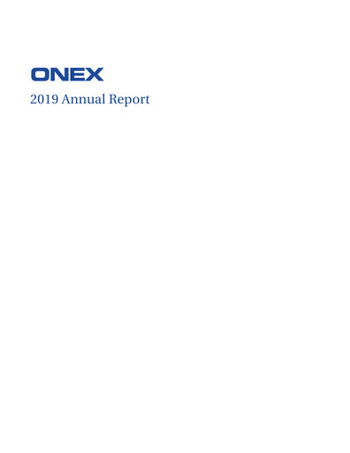 Thumbnail Onex Annual Report 2019