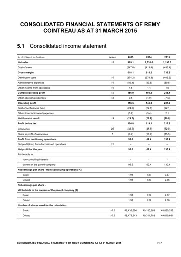 Thumbnail Rémy Cointreau
 Financial Statement fy2015