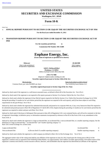 Vorschaubild Enphase Energy
 Jahresbericht 2012