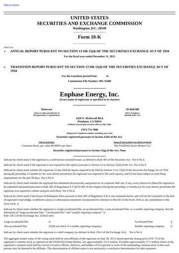Vorschaubild Enphase Energy
 Jahresbericht 2013