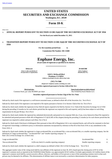 Vorschaubild Enphase Energy
 Jahresbericht 2015