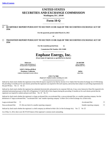 Vorschaubild Enphase Energy
 Quartalsbericht 2012-q1