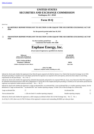 Vorschaubild Enphase Energy
 Quartalsbericht 2013-q2