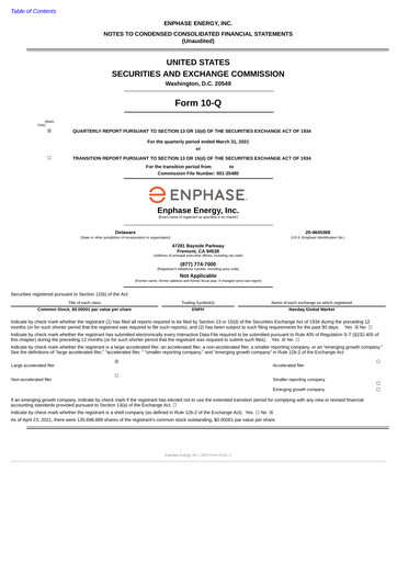 Vorschaubild Enphase Energy
 Quartalsbericht 2021-q1