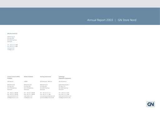 Thumbnail GN Store Nord
 Annual Report 2003