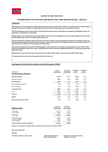 Thumbnail DNO ASA Quarterly Report 2003-q3