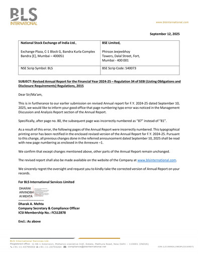 Thumbnail BLS International
 Annual Report 2024-2025