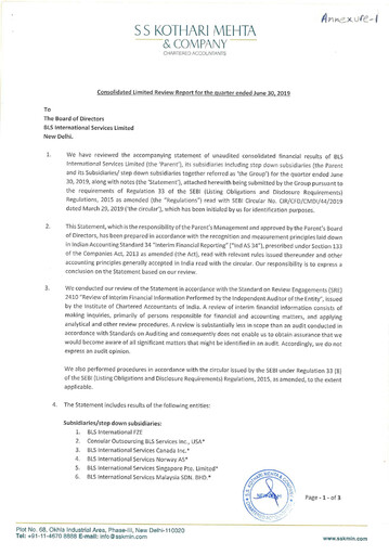 Thumbnail BLS International
 Quarterly Report 2019-q1