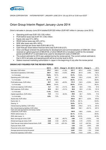 Thumbnail Orion Corporation Half-year Report 2014-h1