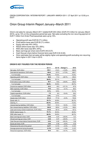 Thumbnail Orion Corporation Quarterly Report 2011-q1