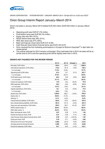 Thumbnail Orion Corporation Quarterly Report 2014-q1