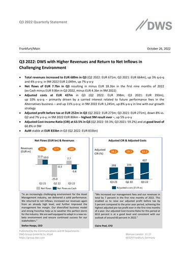 Thumbnail DWS Group
 Quarterly Report 2022-q3