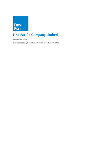 Thumbnail First Pacific Company  ESG Report 2016