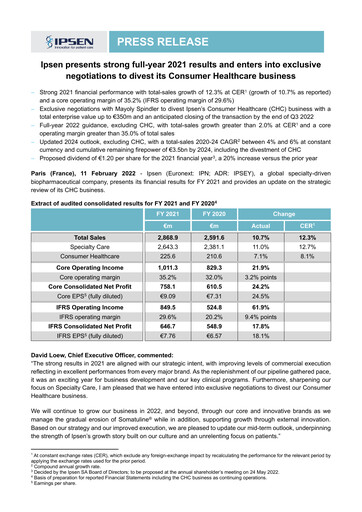 Thumbnail Ipsen Financial Report 2021