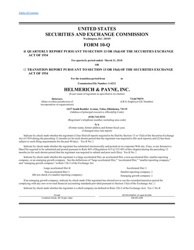 Thumbnail Helmerich & Payne

 Quarterly Report 2018-q2