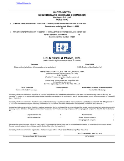 Thumbnail Helmerich & Payne

 Quarterly Report 2020-q2