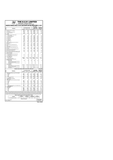 Vorschaubild KCP Limited Quartalsbericht 2011-q3