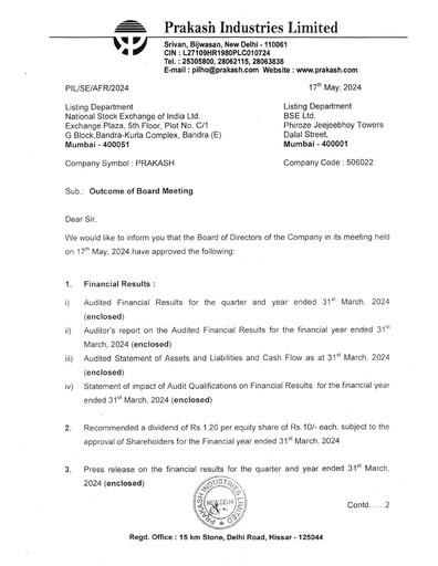 Thumbnail Prakash Industries
 Financial Statement 2023-2024