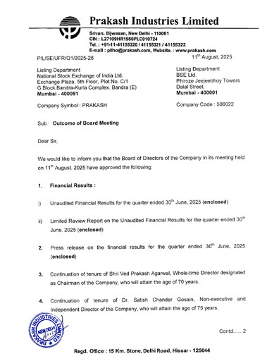 Thumbnail Prakash Industries
 Quarterly Report 2025-q1