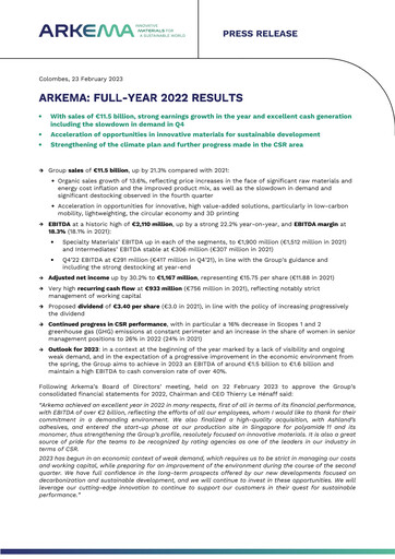 Thumbnail Arkema Financial Report 2022