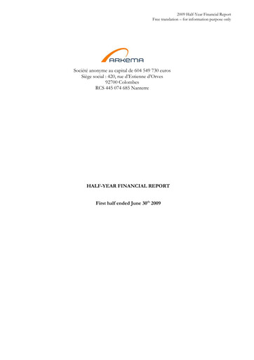 Thumbnail Arkema Half-year Report 2009-h1