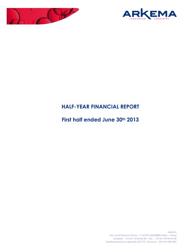 Thumbnail Arkema Half-year Report 2013-h1