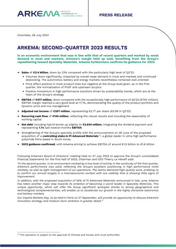 Thumbnail Arkema Quarterly Report 2023-q2