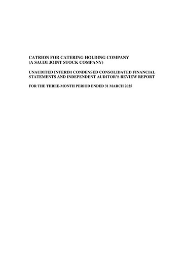 Thumbnail CATRION Catering Holding Company Financial Statement 2025-q1