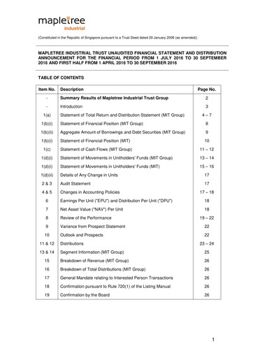 Miniature Mapletree Industrial Trust Bilan financier 2016-h1