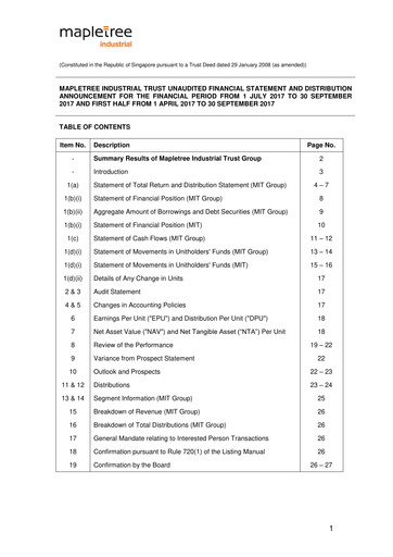 Miniature Mapletree Industrial Trust Bilan financier 2017-h1