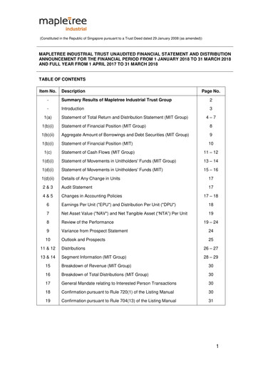 Miniature Mapletree Industrial Trust Bilan financier 2017