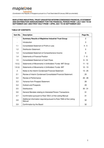Miniature Mapletree Industrial Trust Bilan financier 2021-h1