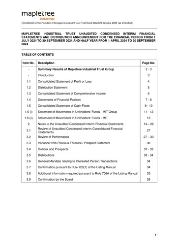 Miniature Mapletree Industrial Trust Bilan financier 2025-h1