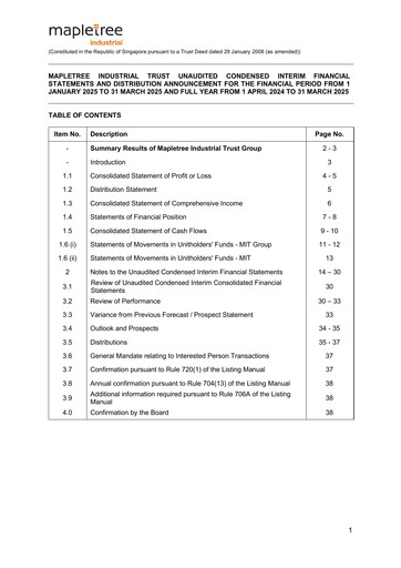 Miniature Mapletree Industrial Trust Bilan financier 2025