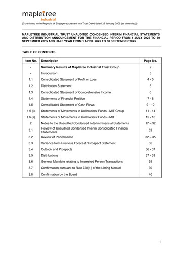 Miniature Mapletree Industrial Trust Bilan financier 2026-h1