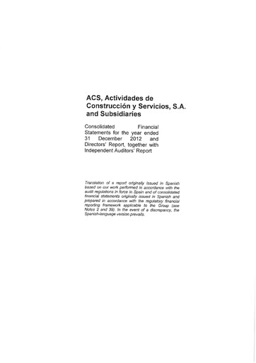 Thumbnail Grupo ACS
 Financial Statement 2012