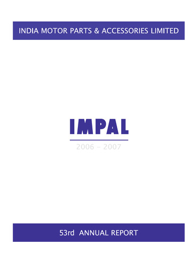 Thumbnail India Motor Parts and Accessories Annual Report 2006-2007