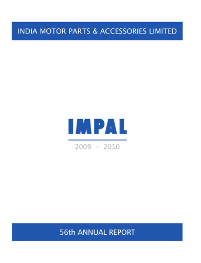 Thumbnail India Motor Parts and Accessories Annual Report 2009-2010