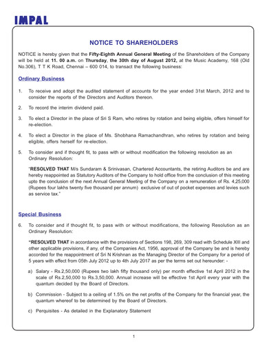 Thumbnail India Motor Parts and Accessories Annual Report 2011-2012