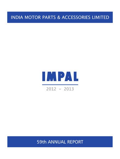 Thumbnail India Motor Parts and Accessories Annual Report 2012-2013