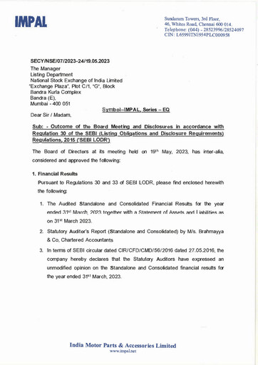 Thumbnail India Motor Parts and Accessories Quarterly Report 2022-q4
