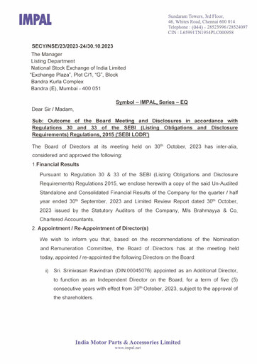 Thumbnail India Motor Parts and Accessories Quarterly Report 2023-q2