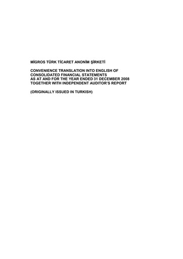 Thumbnail Migros Ticaret A.S. Financial Statement 2008