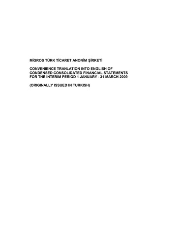 Vorschaubild Migros Ticaret A.S. Quartalsbericht 2009-q1